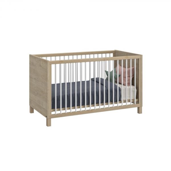 Chambre duo lit bébé évolutif 70x140 cm + commode Achille