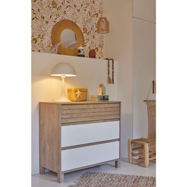 Chambre duo lit bébé évolutif 70x140 cm + commode Achille