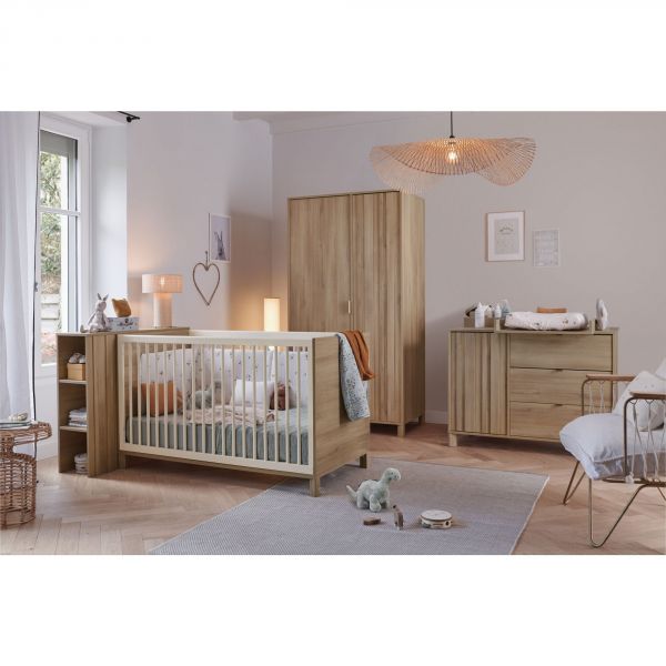 Chambre duo lit bébé évolutif 70x140 cm + commode Calypso