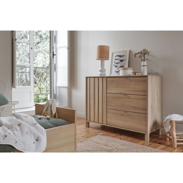 Chambre duo lit bébé évolutif 70x140 cm + commode Calypso