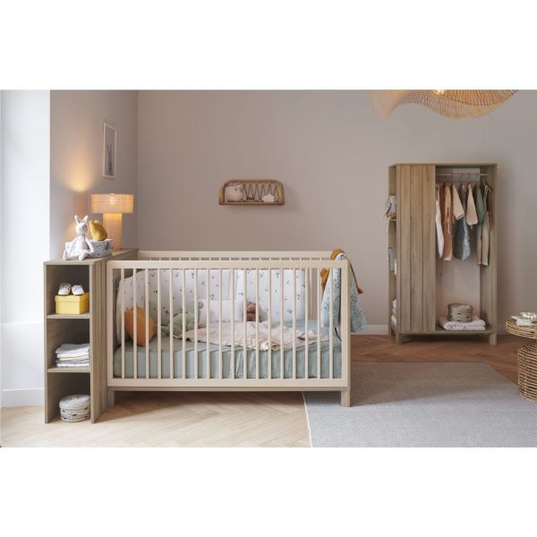 Chambre duo lit bébé évolutif 70x140 cm + commode Calypso