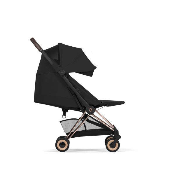 Poussette duo compacte Coya 2 avec nacelle pliable châssis Rosegold Sepia Black