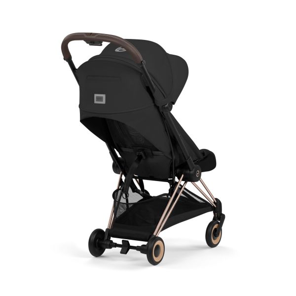 Poussette duo compacte Coya 2 avec nacelle pliable châssis Rosegold Sepia Black