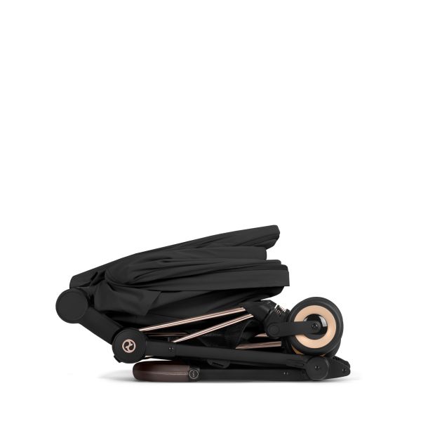 Poussette duo compacte Coya 2 avec nacelle pliable châssis Rosegold Sepia Black