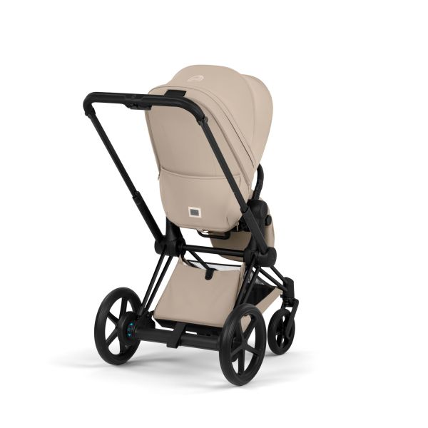 Poussette duo électrique e-Priam 3 avec nacelle pliable châssis Matt Black Cozy Beige