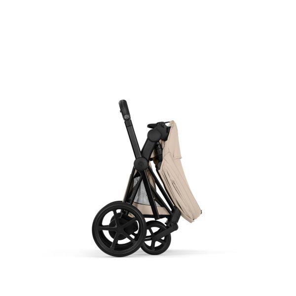 Poussette duo électrique e-Priam 3 avec nacelle pliable châssis Matt Black Cozy Beige