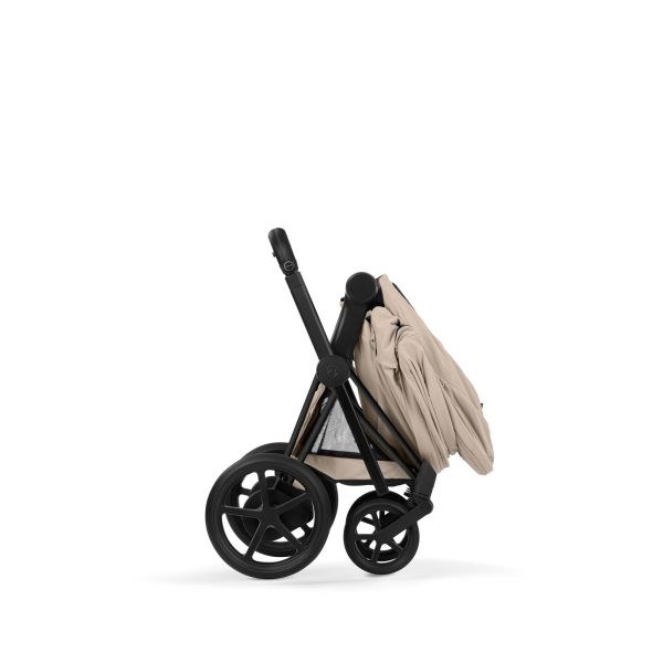 Poussette duo électrique e-Priam 3 avec nacelle pliable châssis Matt Black Cozy Beige