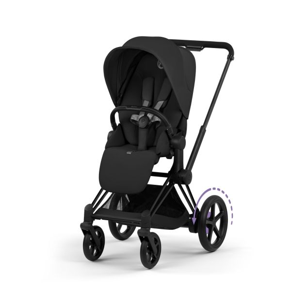 Poussette duo électrique e-Priam 3 avec nacelle pliable châssis Matt Black Sepia Black