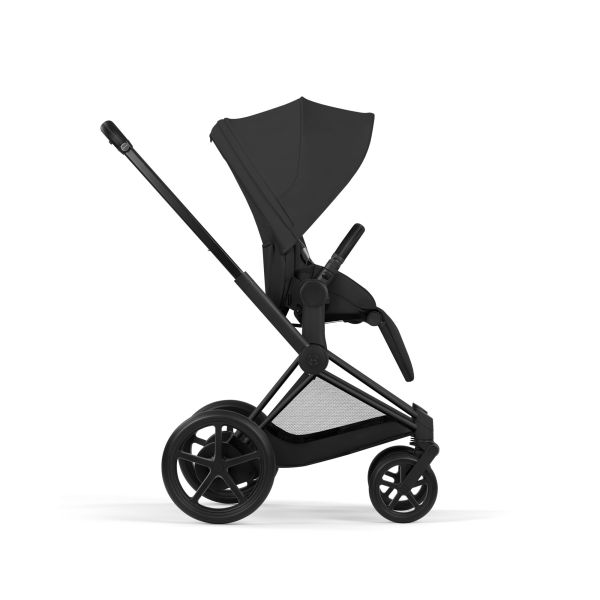 Poussette duo électrique e-Priam 3 avec nacelle pliable châssis Matt Black Sepia Black