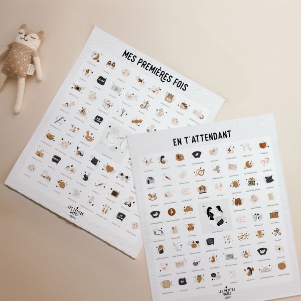 Affiches à tamponner pack duo Mes premières fois + En t'attendant Maman Peau claire