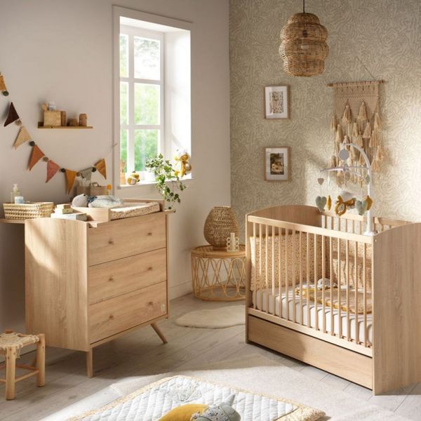 Chambre bébé duo Hamburg - Lit bébé 60x120 + Commode à langer