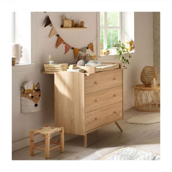 Chambre duo lit 60x120 cm + commode 3 tiroirs Access bois