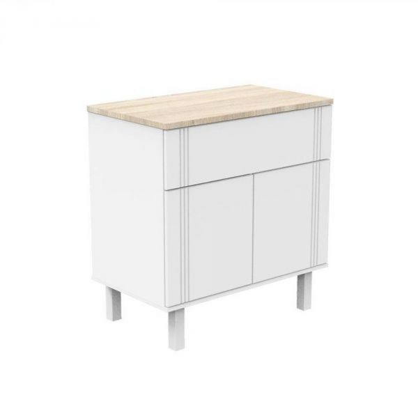 Chambre duo lit 60x120 cm + commode 1 tiroir 2 portes Eleonore blanc