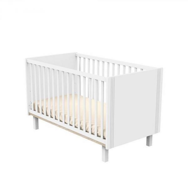 Chambre duo lit évolutif bébé Little Big Bed 70x140 cm + commode 1 tiroir 2 portes Eleonore blanc