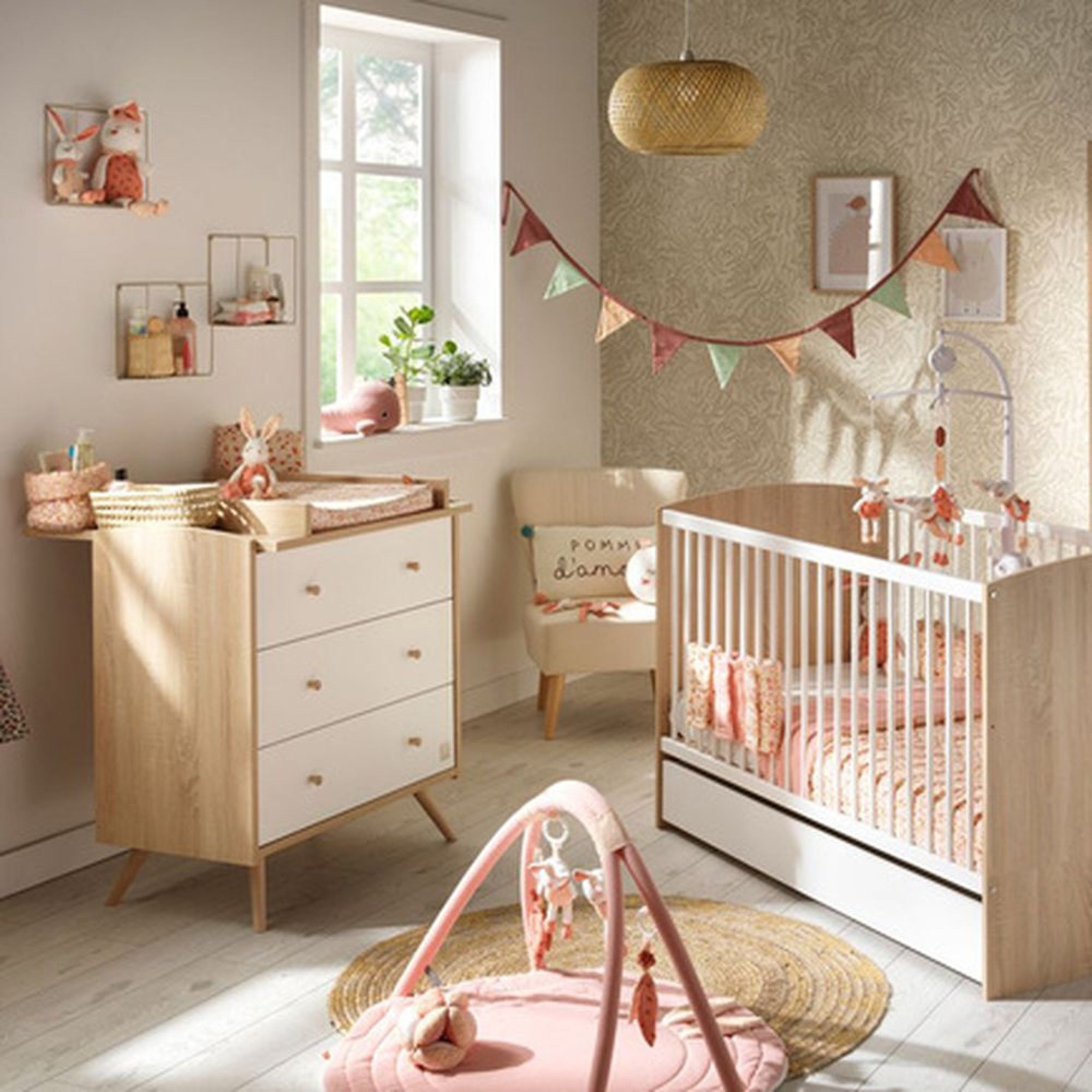 Parure de lit bébé 70x140 Bois de Rose