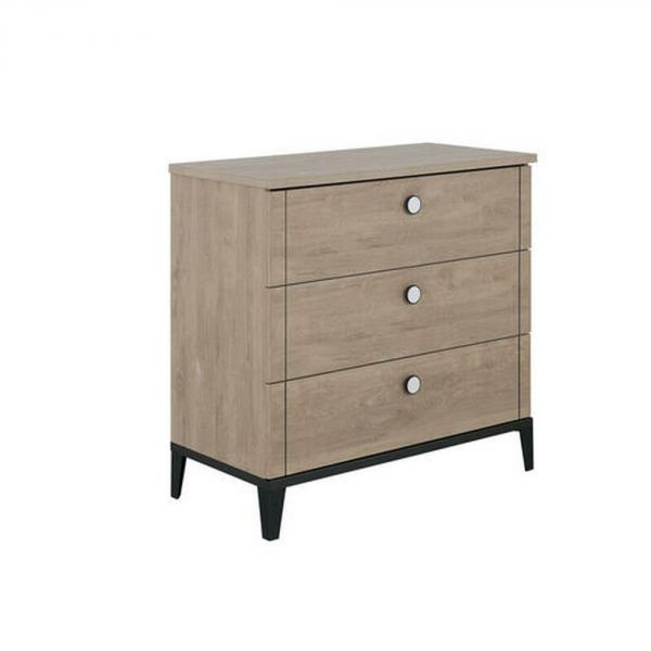 Chambre duo lit bébé évolutif 70x140 cm + commode Marcel noir