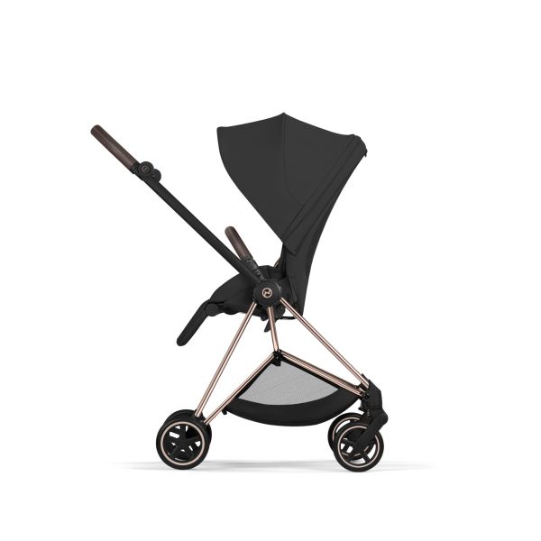 Poussette duo compacte Mios 4 avec nacelle pliable châssis Rosegold Sepia Black