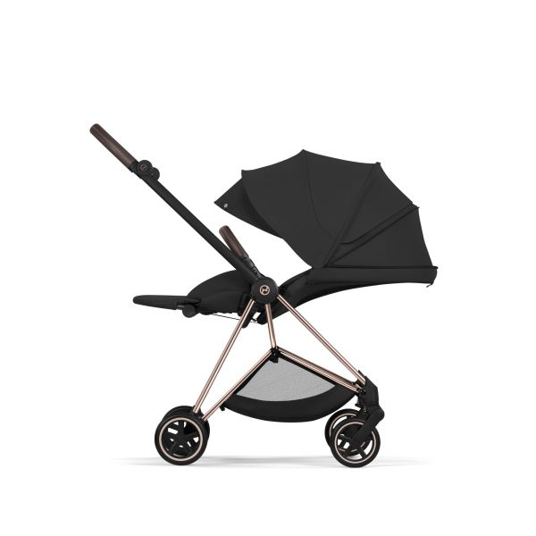 Poussette duo compacte Mios 4 avec nacelle pliable châssis Rosegold Sepia Black