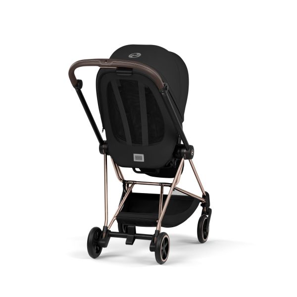 Poussette duo compacte Mios 4 avec nacelle pliable châssis Rosegold Sepia Black