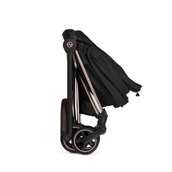Poussette duo compacte Mios 4 avec nacelle pliable châssis Rosegold Sepia Black
