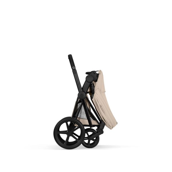 Poussette duo Priam 5 avec nacelle pliable châssis Matt Black Cozy Beige