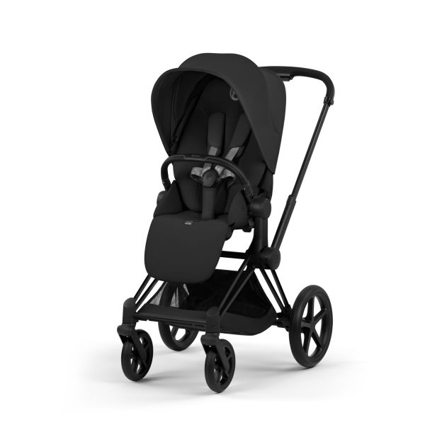 Poussette duo Priam 5 avec nacelle pliable châssis Matt Black Sepia Black