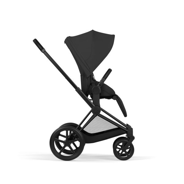 Poussette duo Priam 5 avec nacelle pliable châssis Matt Black Sepia Black
