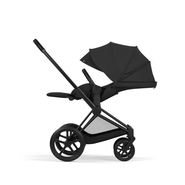 Poussette duo Priam 5 avec nacelle pliable châssis Matt Black Sepia Black