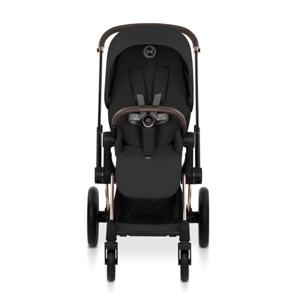 Poussette duo Priam 5 avec nacelle pliable châssis Rosegold Sepia Black