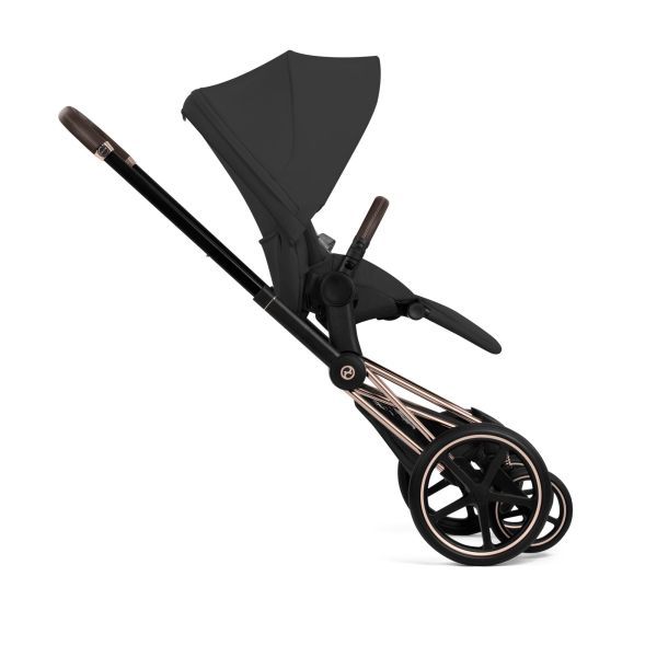 Poussette duo Priam 5 avec nacelle pliable châssis Rosegold Sepia Black