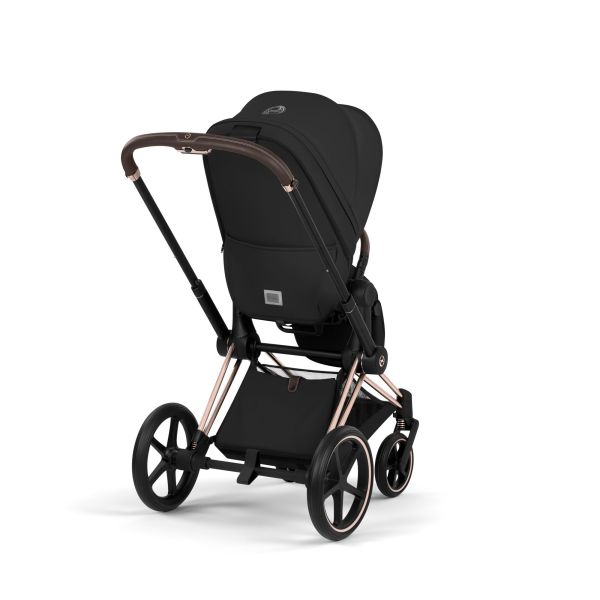Poussette duo Priam 5 avec nacelle pliable châssis Rosegold Sepia Black