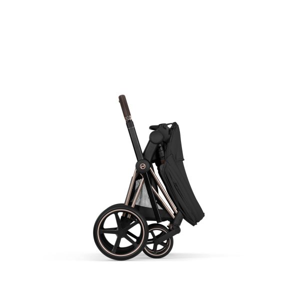 Poussette duo Priam 5 avec nacelle pliable châssis Rosegold Sepia Black