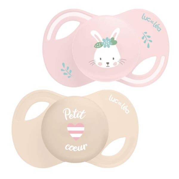 Duo de sucettes anatomiques Lapin et Petit Cœur 0-6 mois