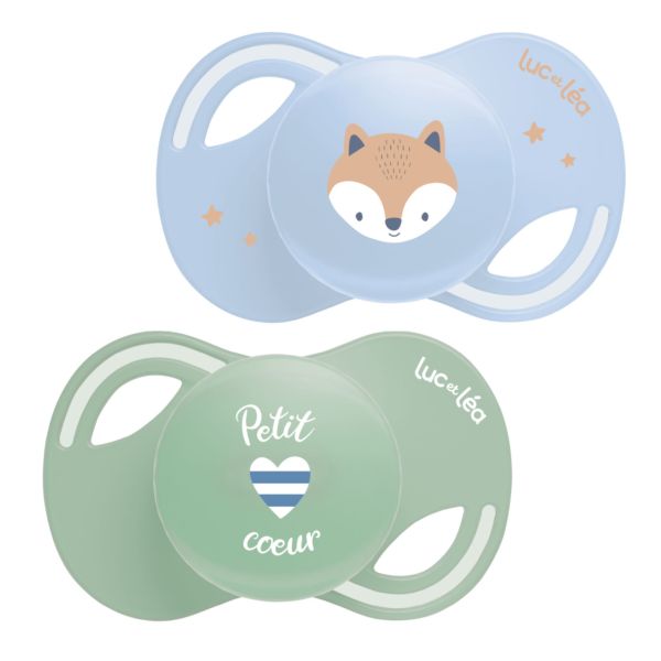 Duo de sucettes anatomiques Renard et Petit Cœur 0-6 mois