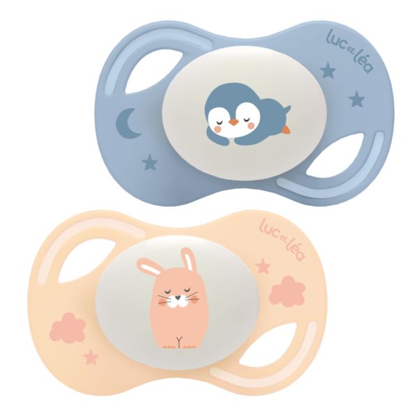 Duo de sucettes anatomiques lapin et pingouin 0-6 mois