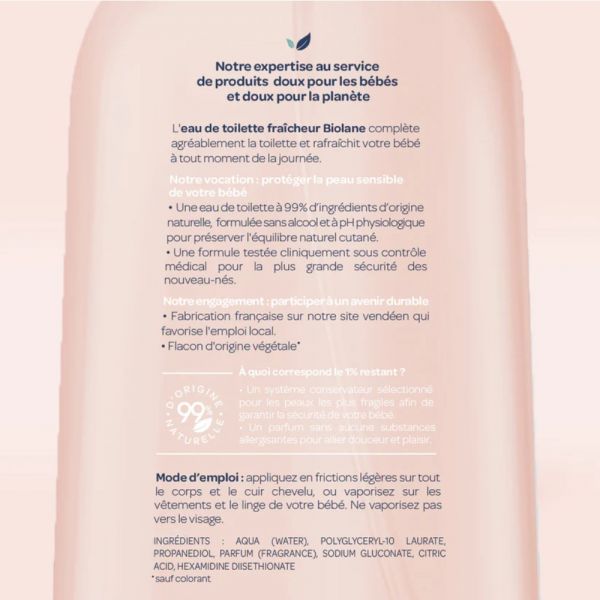 Eau de toilette bébé 200 ml