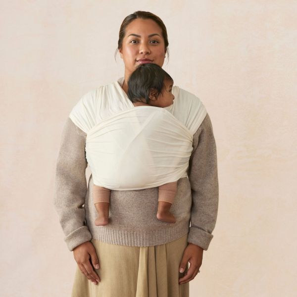 Écharpe de portage Aura en tissu tricoté Crème
