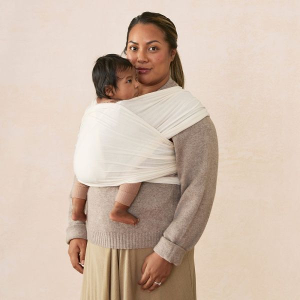 Écharpe de portage Aura en tissu tricoté Crème