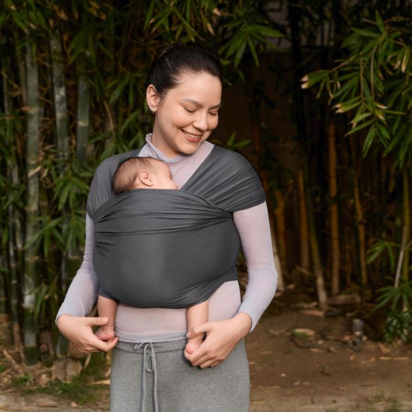 Écharpe de portage Aura en tissu tricoté Noir clair