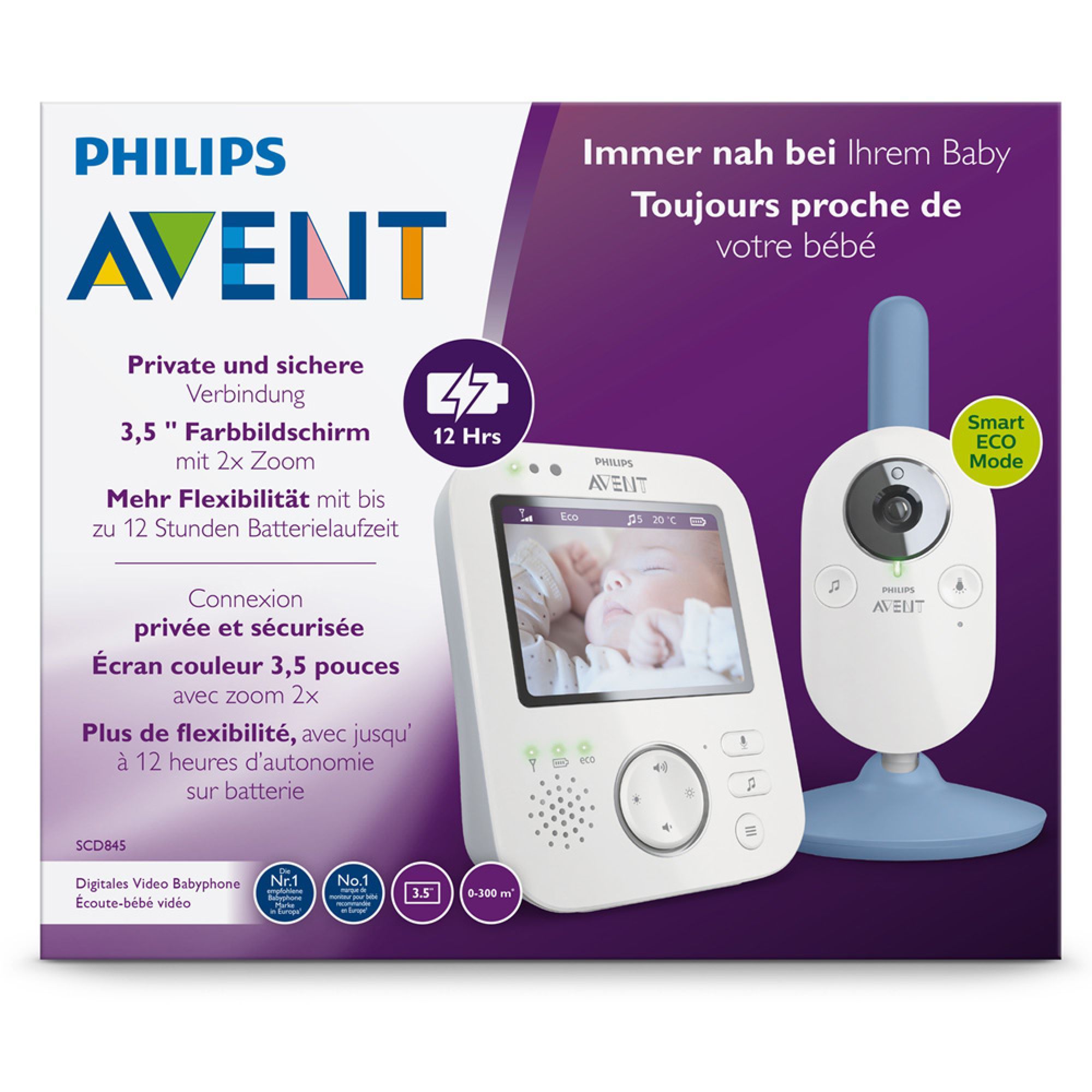 Babyphone vidéo 3.5 pouces SCD845/26 - Made in Bébé