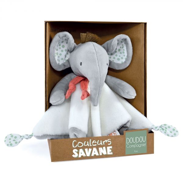 Doudou plat Couleurs savane Éléphant