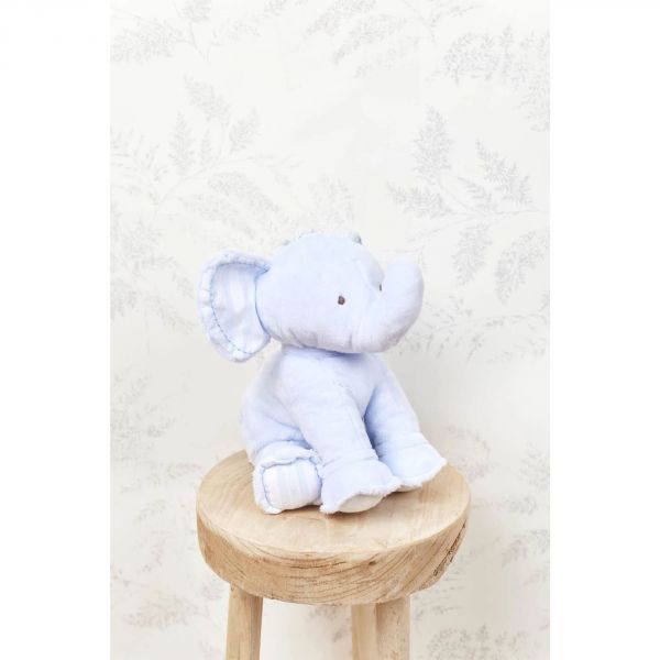 Peluche Ferdinand, l'éléphant 25 cm bleu ciel