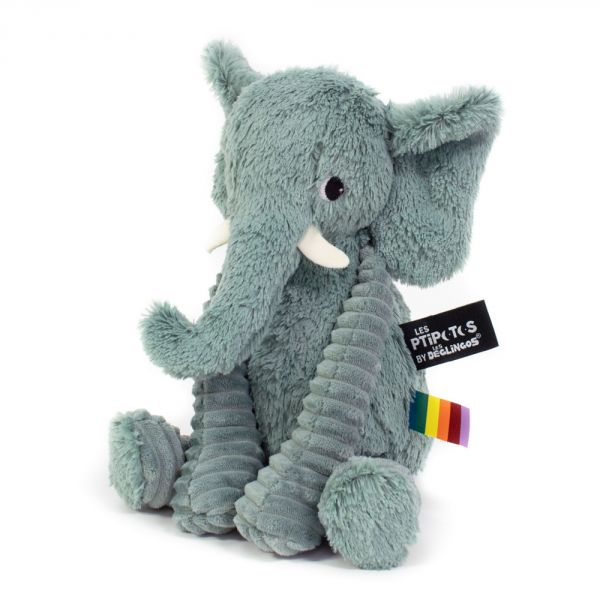 Peluche Les Ptipotos éléphant Dimoitou vert