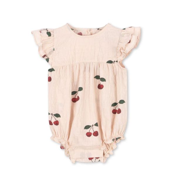 Barboteuse en tissu Elin Cerise - 6 mois