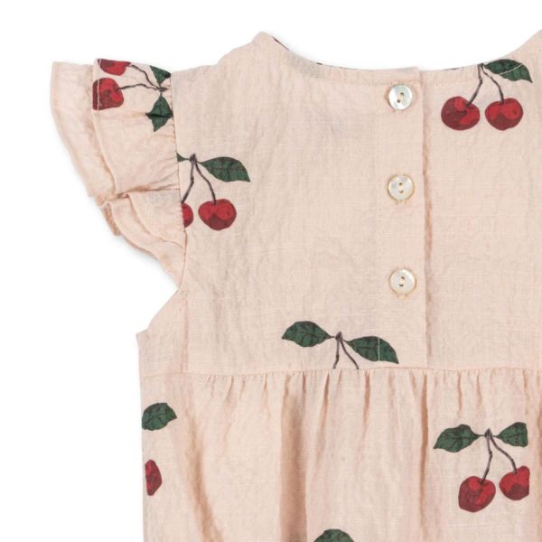 Barboteuse en tissu Elin Cerise - 6 mois