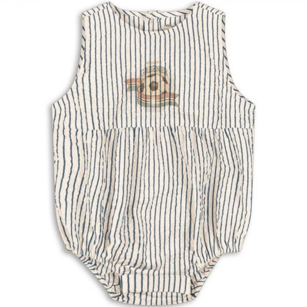Barboteuse en tissu Elliot Rayure bleu - 3 mois