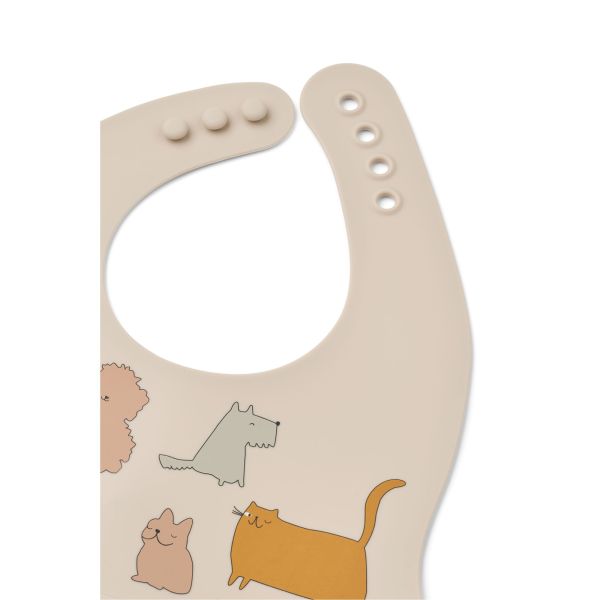 Lot de 2 bavoirs en silicone Ember Cats and Dogs Sandy