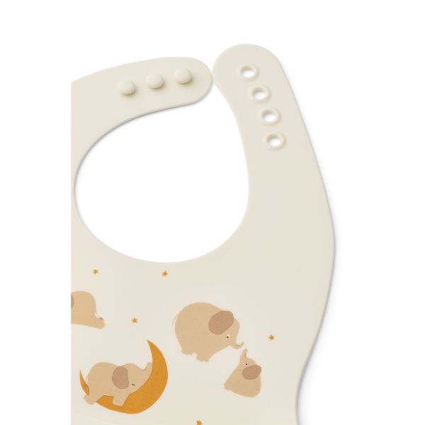 Lot de 2 bavoirs en silicone Ember Éléphant Crème de la Crème