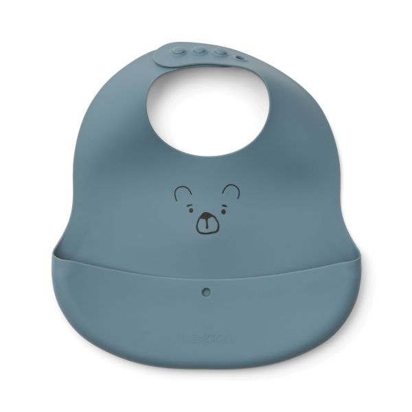 Lot de 2 bavoirs en silicone Ember Mr Bear Dove Blue Whale Blue