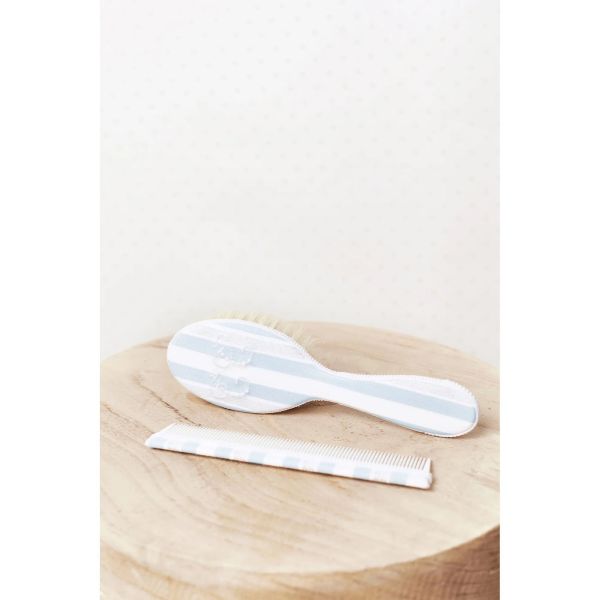 Kit brosse et peigne bébé imprimé Garda Bleu ciel